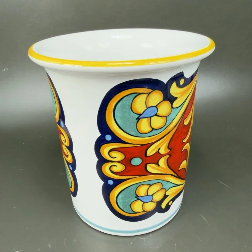 Ceramic Nova Deruta Made In Italy Redware Pottery Utensil Holder Crock Vase VTG - Picture 11 of 13